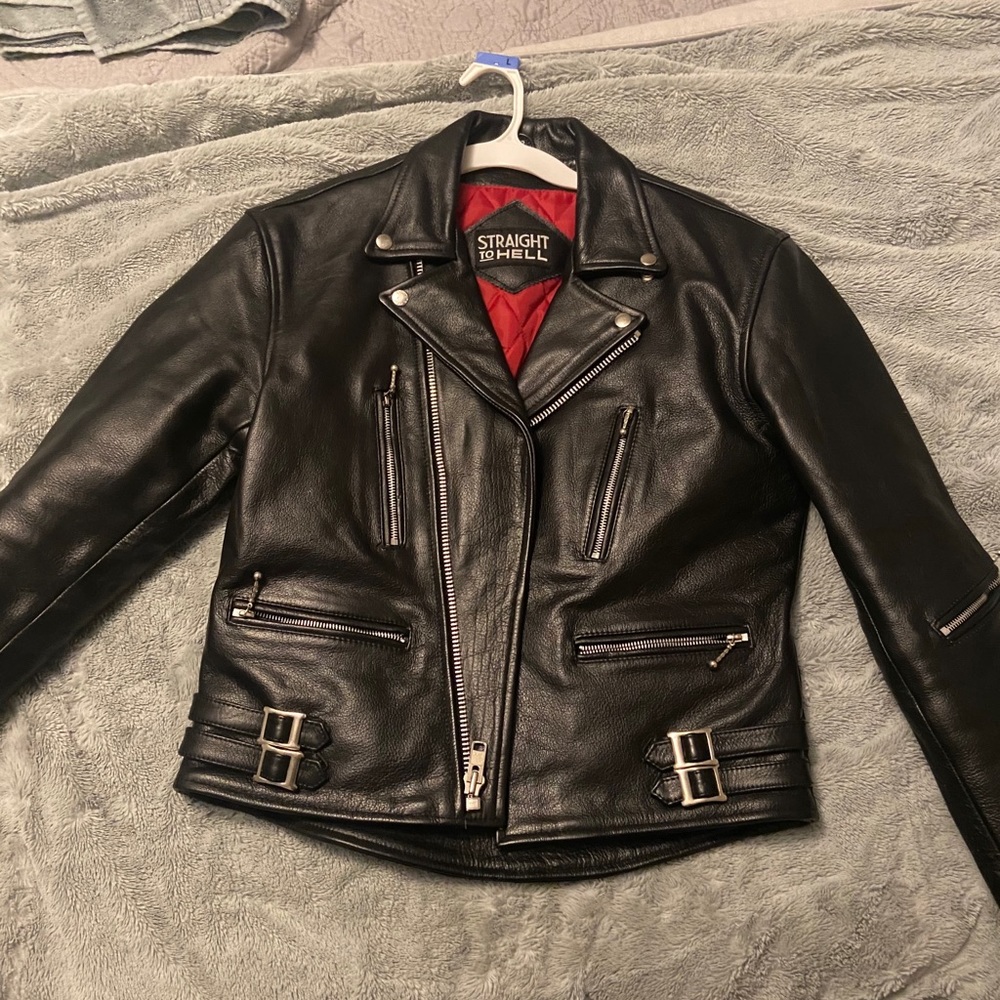 Straight to Hell unisex leather jacket